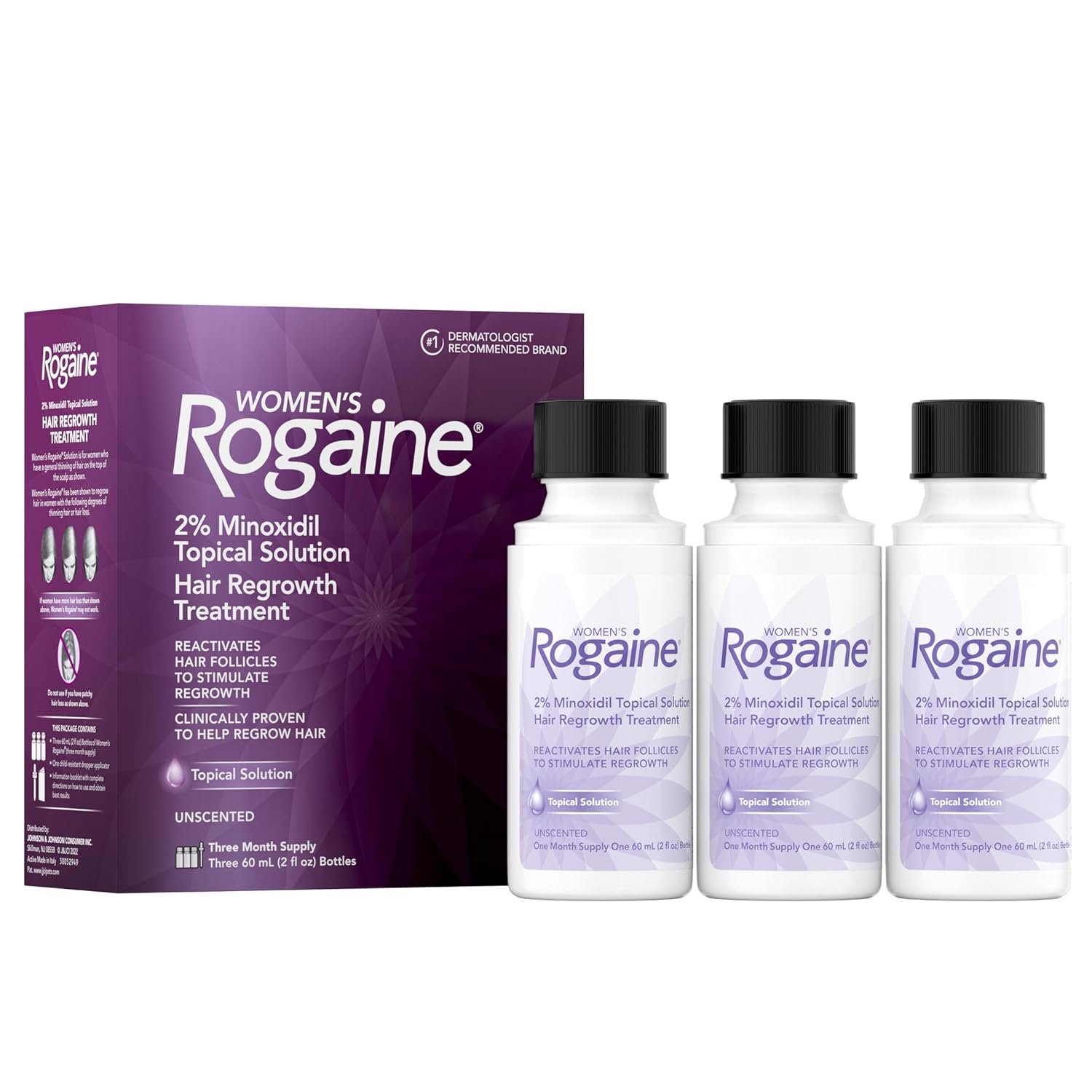 Rogaine Women's 2% Minoxidil Topical Solution for Womens Hair Thinning and Loss & Hair Regrowt