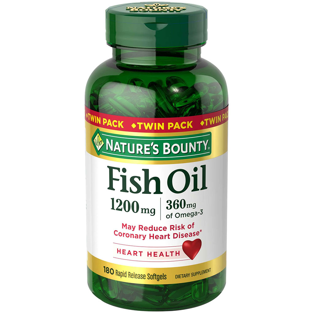 美國 Nature's Bounty 魚油, 每粒 1200mg Fish Oil, 360mg Omega-3, 180粒軟膠囊