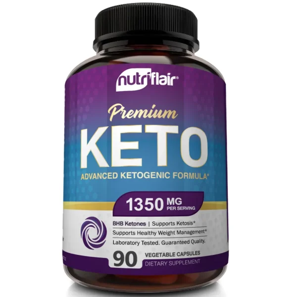 美國 NutriFlair Premium Keto 生酮丸 1350mg-生酮補充劑- 天然BHB (beta hydroxybutyrate) ，利用脂肪提供能量，增強注意力-最佳的男性和女性酮丸