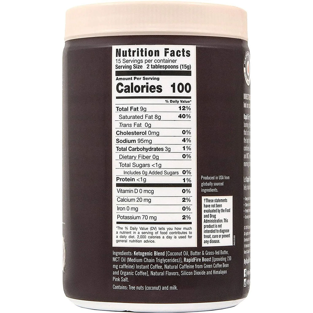 美國 RAPIDFIRE Keto Coffee 生酮咖啡三合一 速溶防彈咖啡 225g (7.93 Ounce) 含MCT油